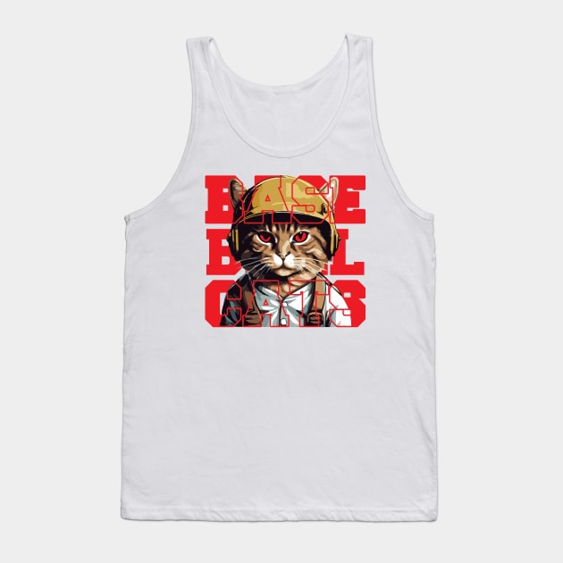 Cat with a Gold Baseball Cap Tank Top by Wahyuwm48